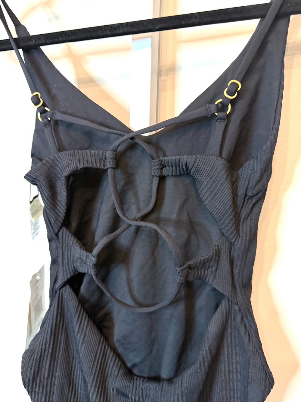 L*Space Gianna One Piece Swimsuit Black Ribbed Low Back Size S NWT - Picture 12 of 13